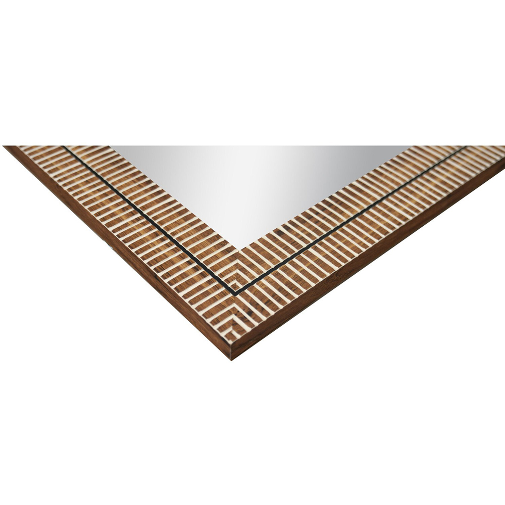 Nyla Wood Effect Striped Mirror - Brown Image 6