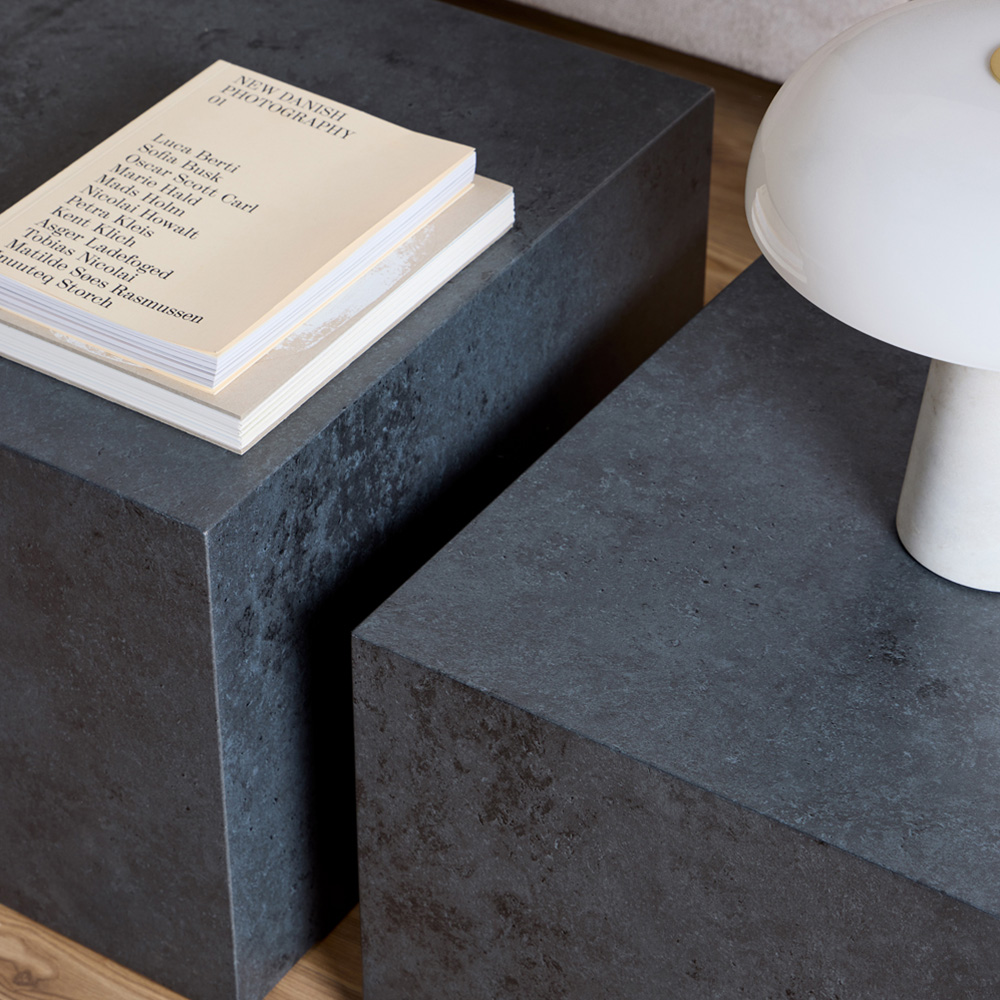 Florence Dice Black Ocean Rough Paper Square Coffee Table Set of 2 Image 6
