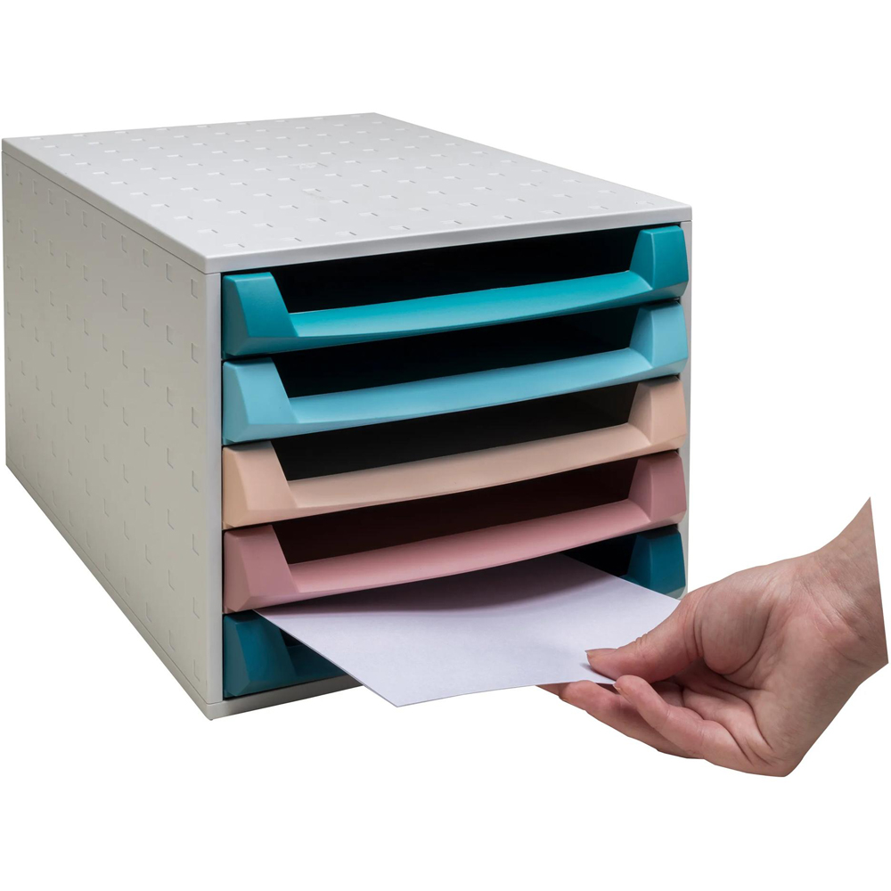 Exacompta Skandi 5 Drawer Multicolour Open Box Filing Unit Image 4