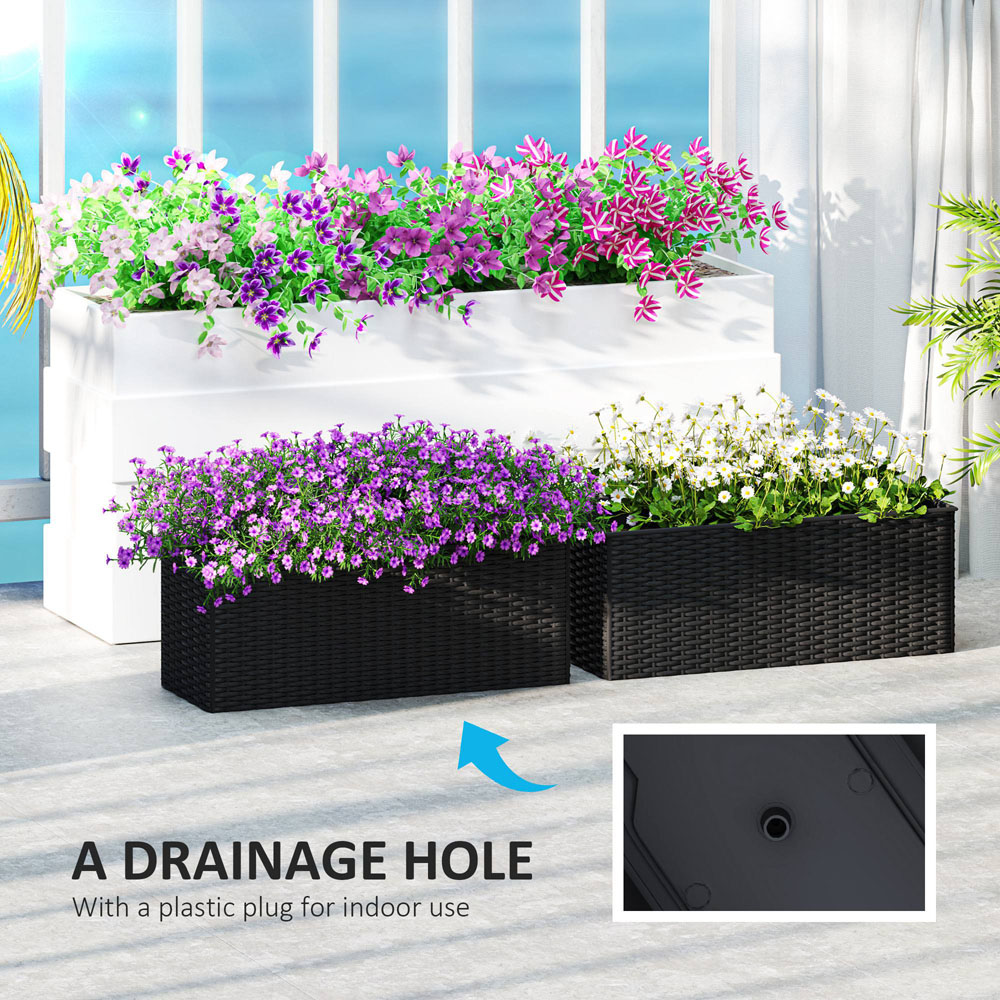 Outsunny Black Rattan Look Hanging Flower Box 50cm 2 Pack Image 6