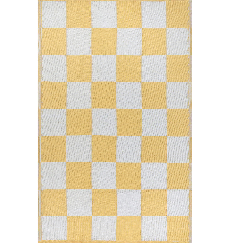 furn. Yellow Checkerboard Recycled Outdoor Rug 120 x 180cm Image 2