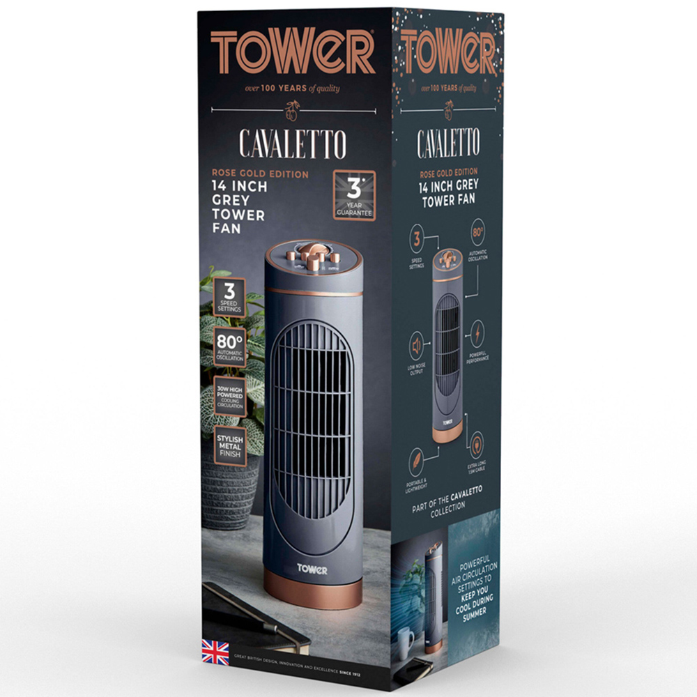 Tower Cavaletto 14 inch Grey Mini Tower Fan Image 2