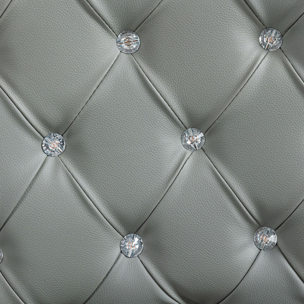 Portland Grey PU Diamante Padded Swivel Office Chair Image 3