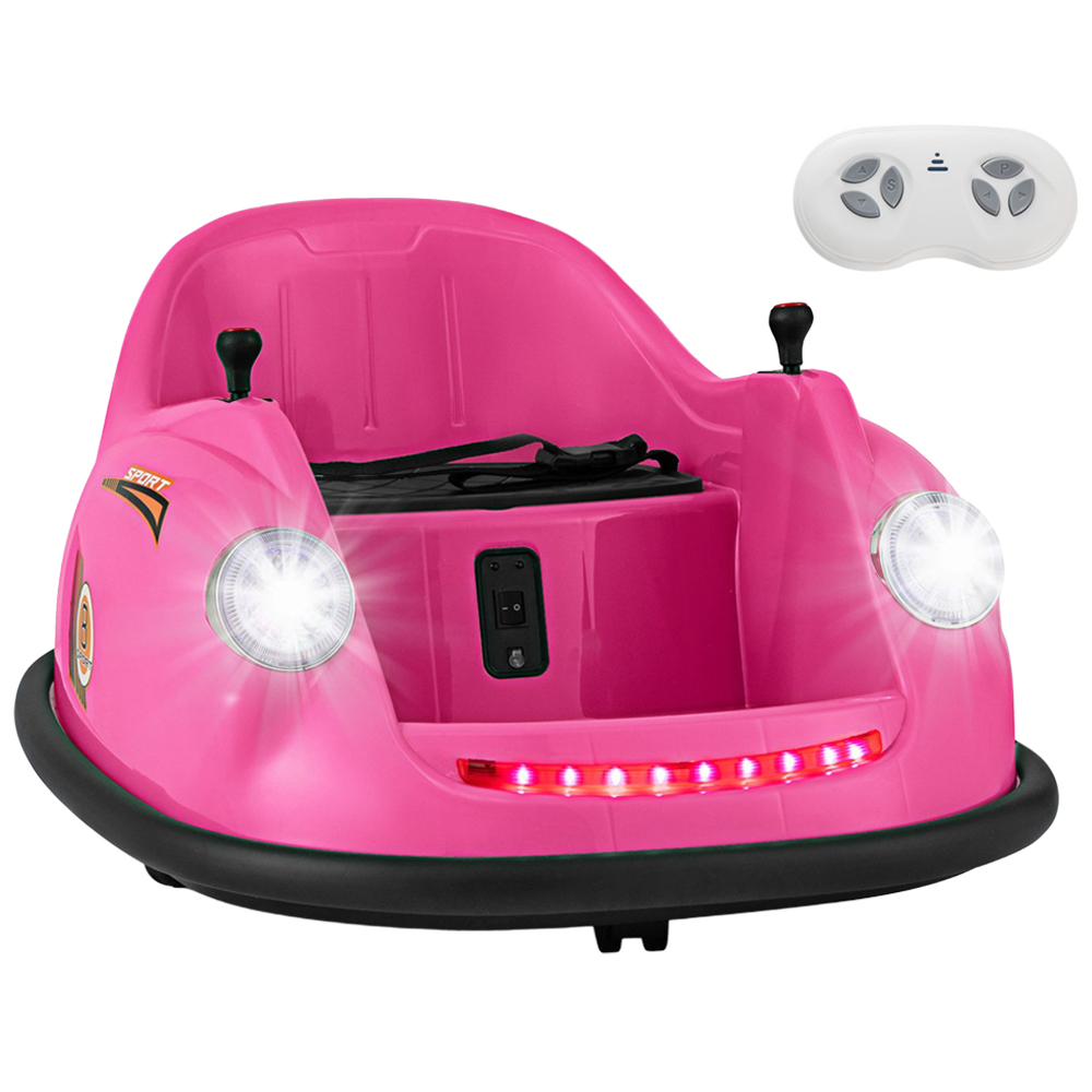 Costway Kids Pink Ride On Bumper Car with Remote Control and Music 12V Image 1