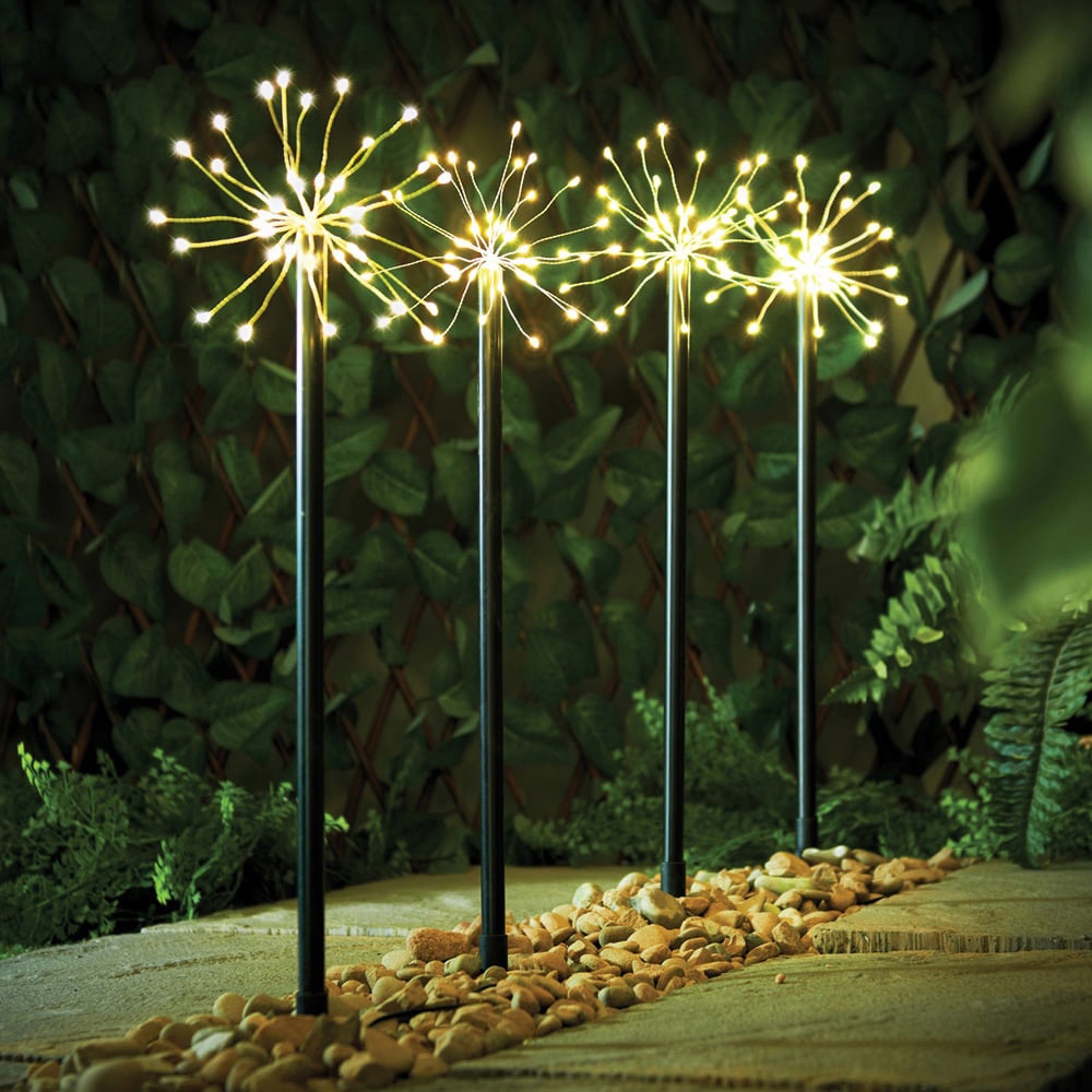 The Christmas Workshop 4 Pack 160 LED Warm White Starburst Garden Stake Light Image 1