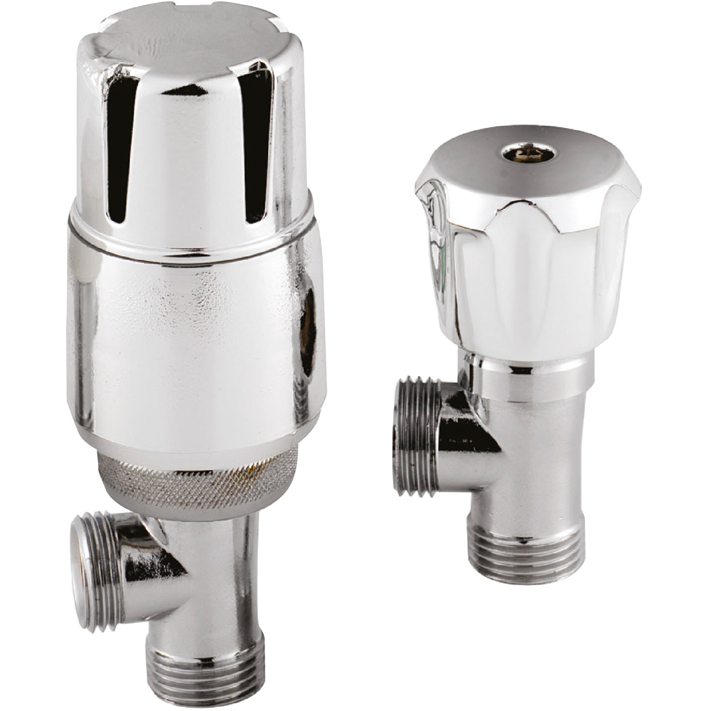 nuie Chrome Pair Of Angled Thermostatic Radiator Valves Image 1