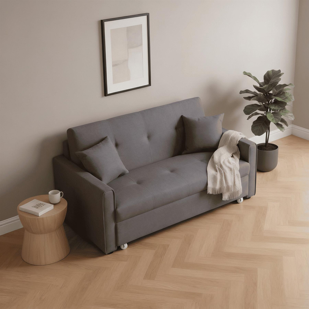 Home Source 2 Seater Dark Grey Sofa Bed Image 4