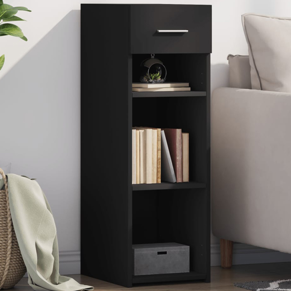vidaXL Single Drawer 3 Shelf Black Oak Sideboard Image 1