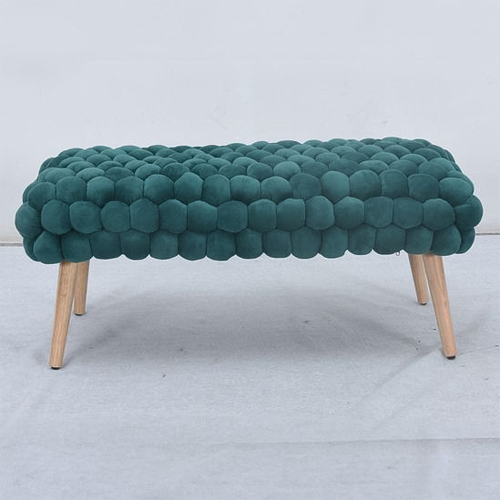 Artemis Home Cushla Dark Green Bubbly Velvet Large Footstool Image 1