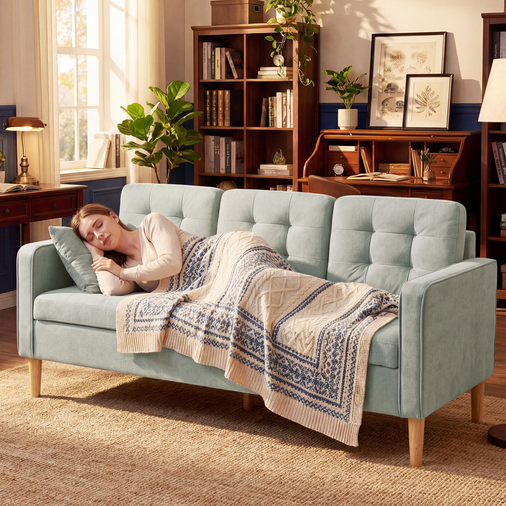Portland 3 Seater Light Grey Snow Flannel Sofa with Storage Image 4