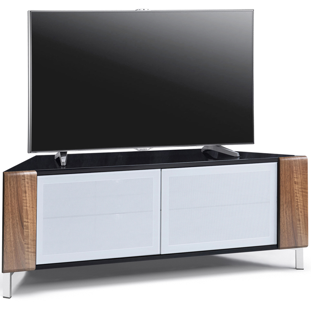 MDA Designs Corvus 2 Door Black Walnut and White TV Cabinet Image 5
