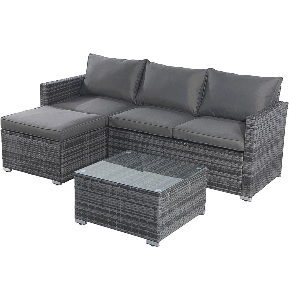 Furniture One 4 Seater L Shape Rattan Corner Sofa Set Image 2
