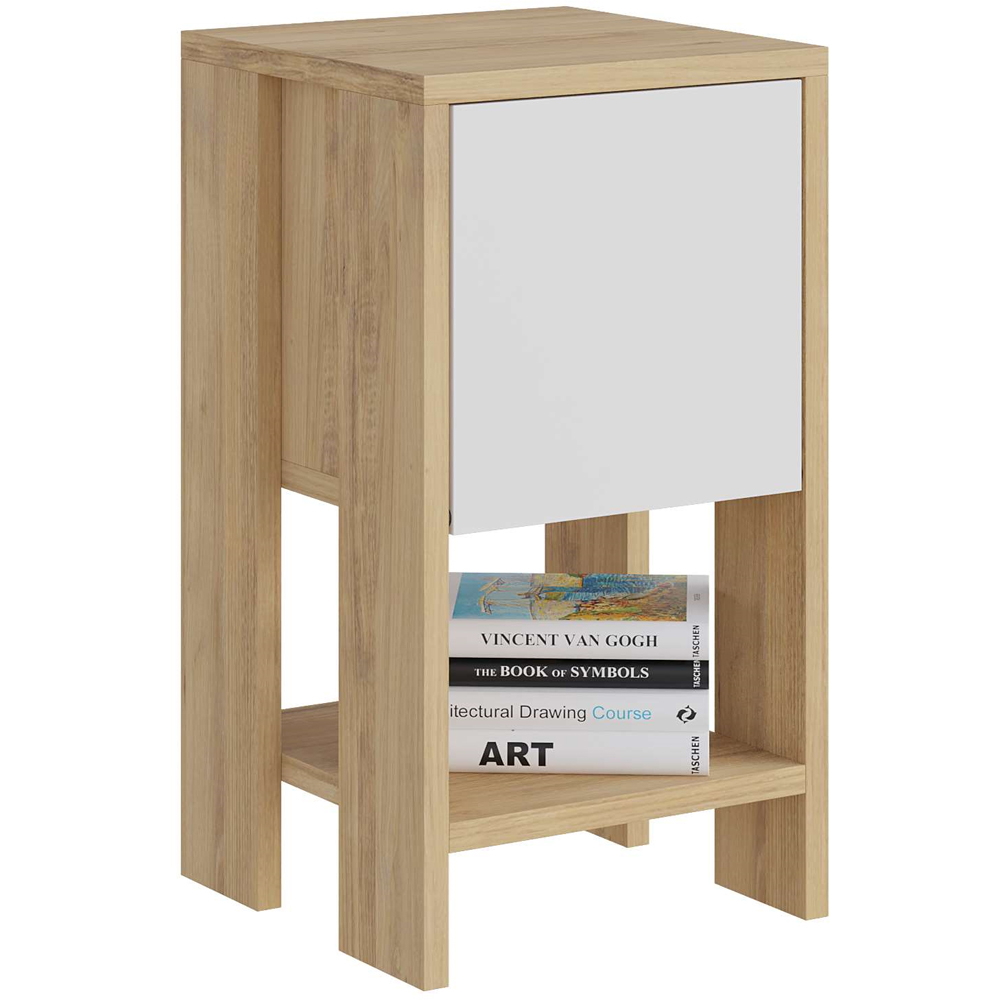 Decortie Ema Oak and White Bedside Table Image 2