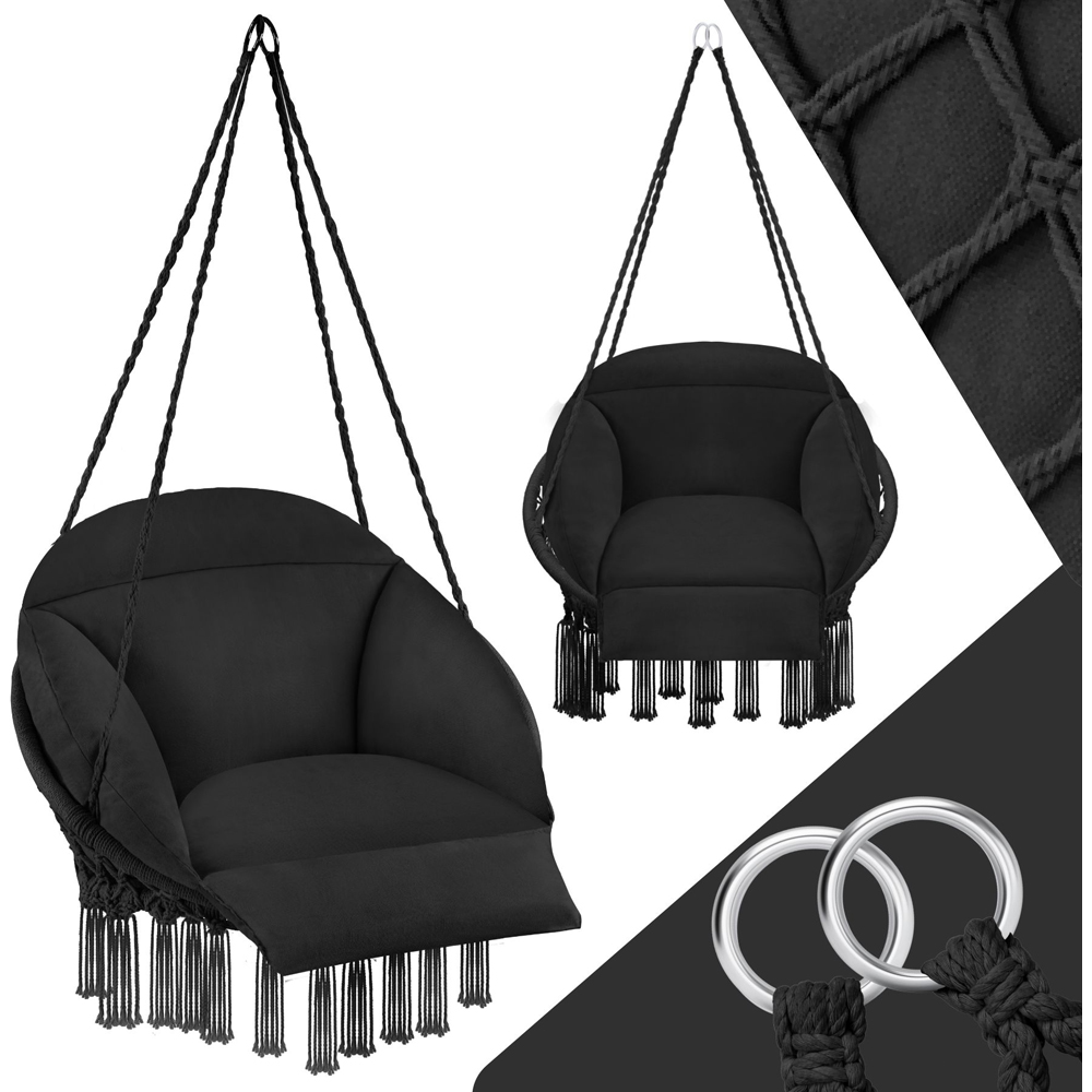 tectake Samira Black Swing Chair with Thick Seat Cushion Image 2