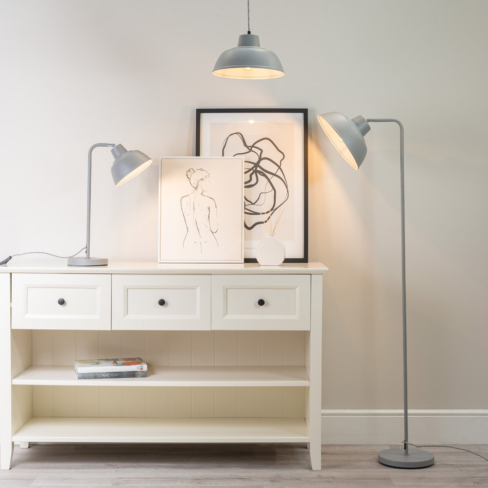 ValueLights Morris Stone Grey Retro Dome LED Table Lamp Image 6