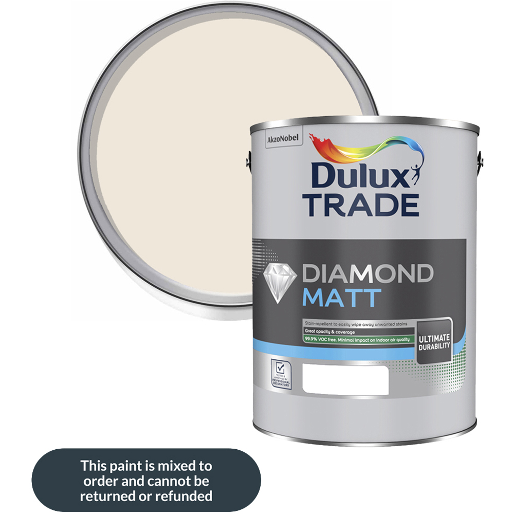 Dulux Trade Almond White Walls and Ceilings Diamond Matt Paint 5L Image 1