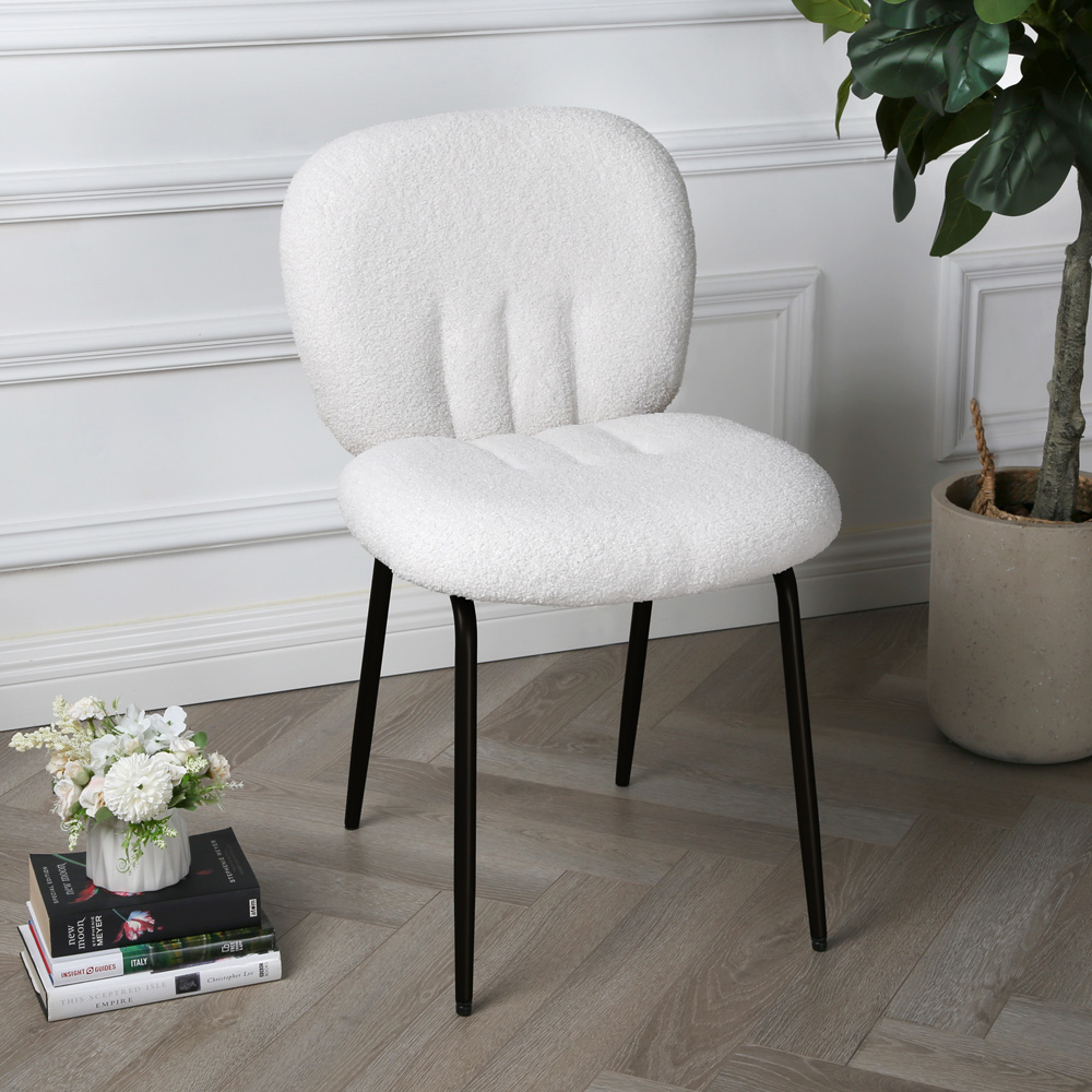 Muffin Set of 2 Cream Boucle Dining Chair Image 8