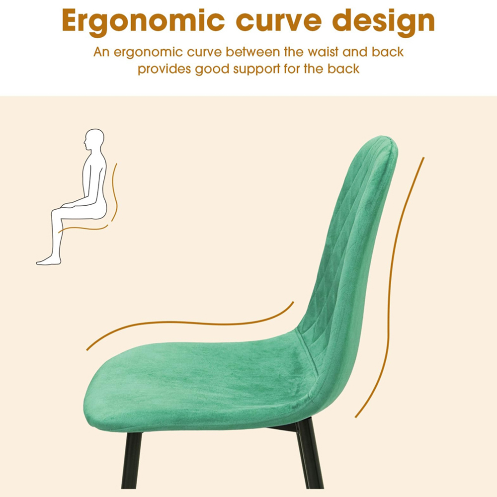 Alivio Set of 4 Green Velvet Dining Chair Image 6