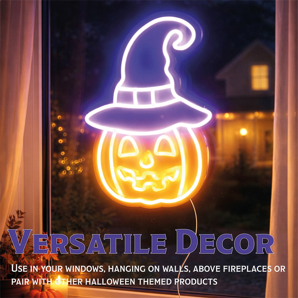 FXLab Pumpkin Silhouette Neon Light Indoor Halloween Decoration 26 x 38cm Image 7