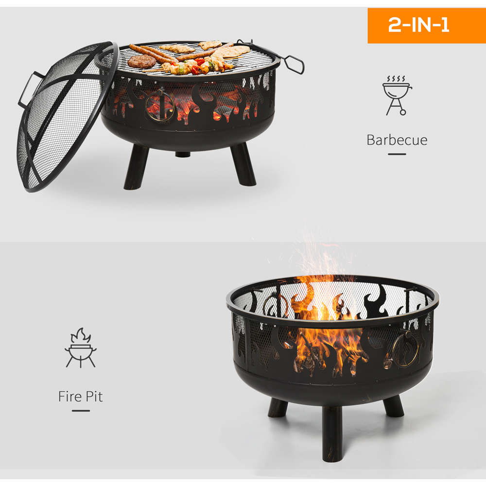Outsunny Fire Pit with BBQ Steel Grate Image 4