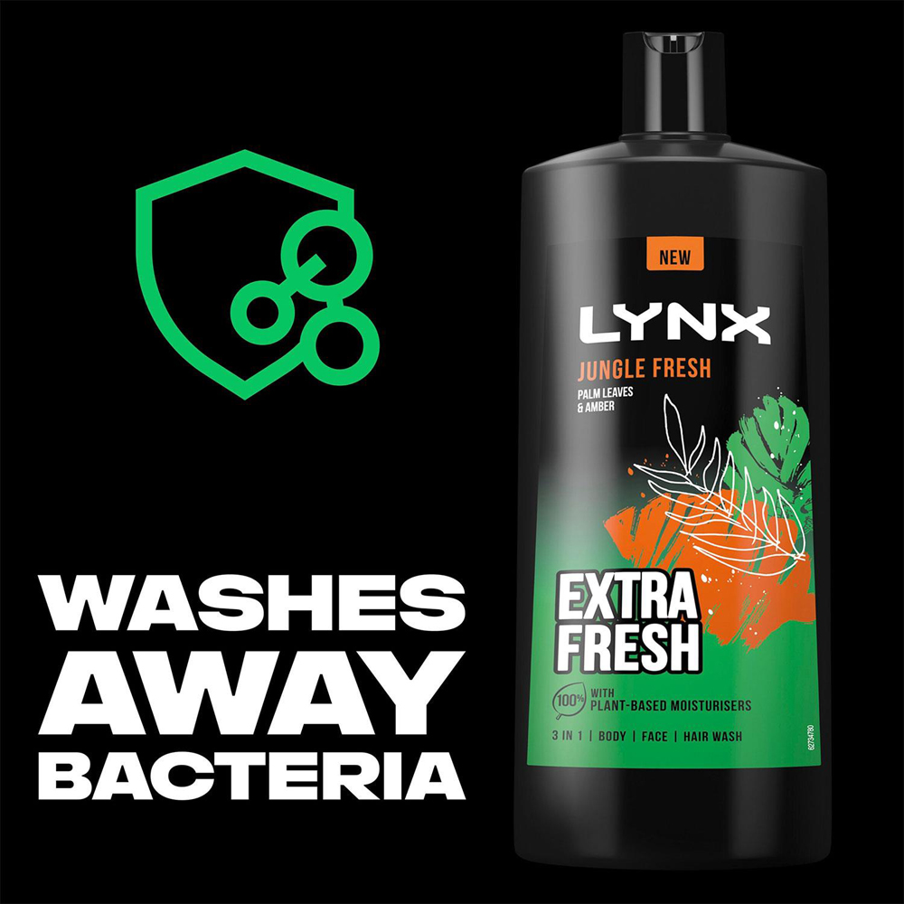 Lynx Jungle Fresh Extra Fresh 3-in-1 Body Face and Hair Shower Gel 225ml 18 Pack Image 5