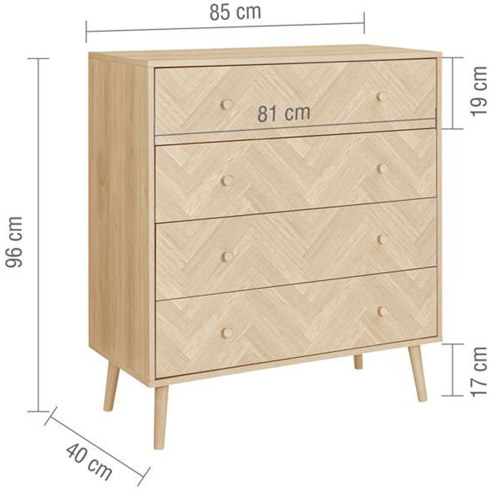Birlea Herringford 4 Drawer Oak Chest of Drawers Image 8