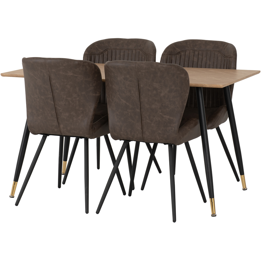 Seconique Hamilton Quebec Oak Effect PU 4 Seater Dining Table Set Brown Image 3