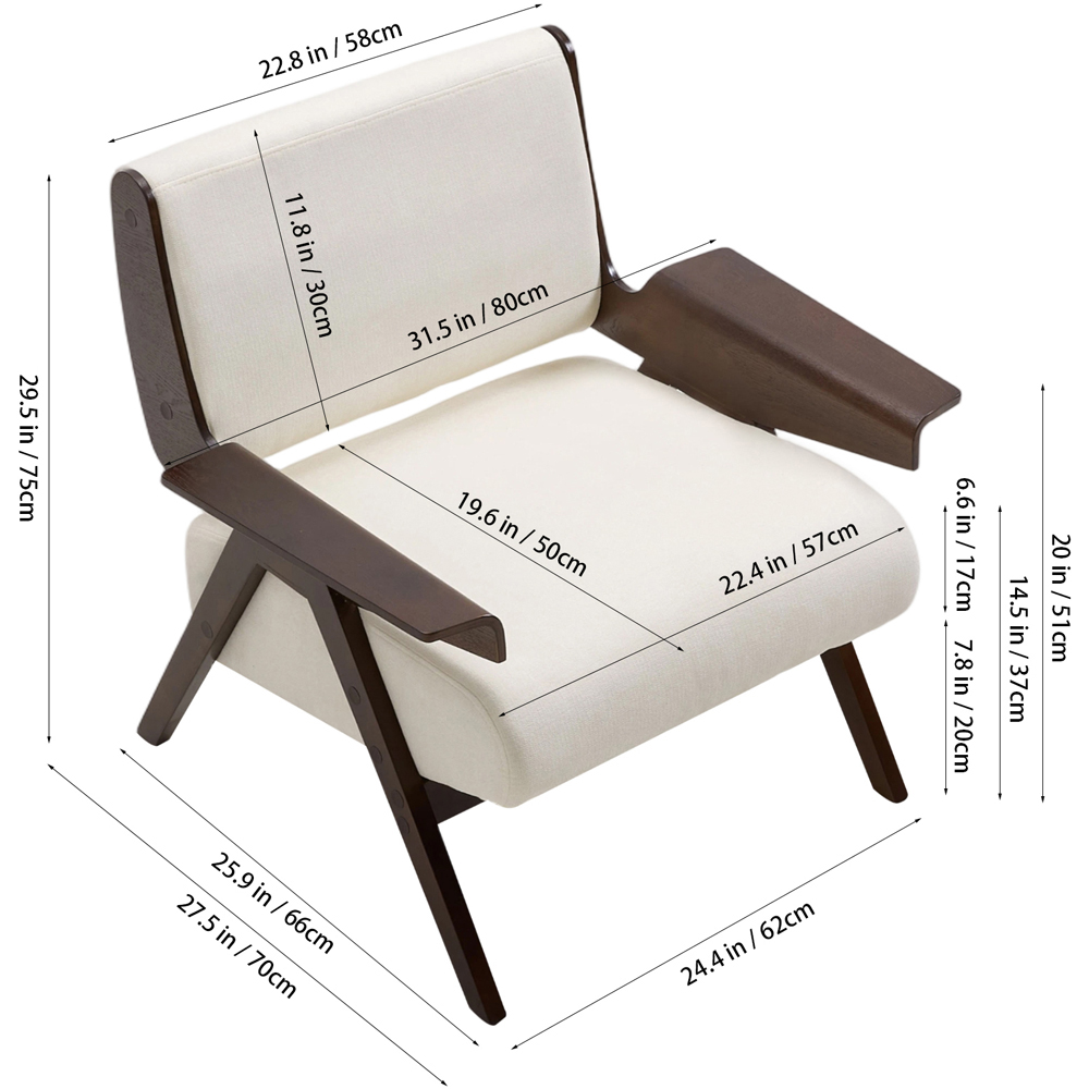 Living and Home Beige Chenille Modern Armchair Image 9