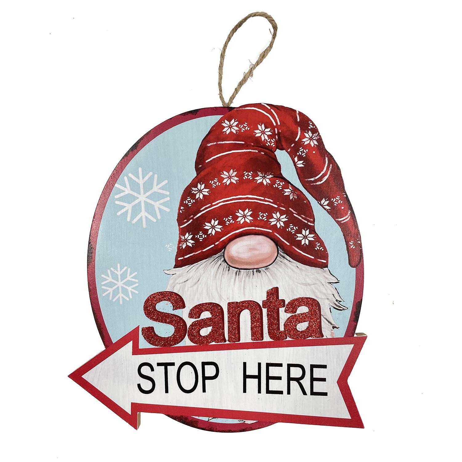 Candy Cane Wishes Gonk Santa Stop Here Plaque Image