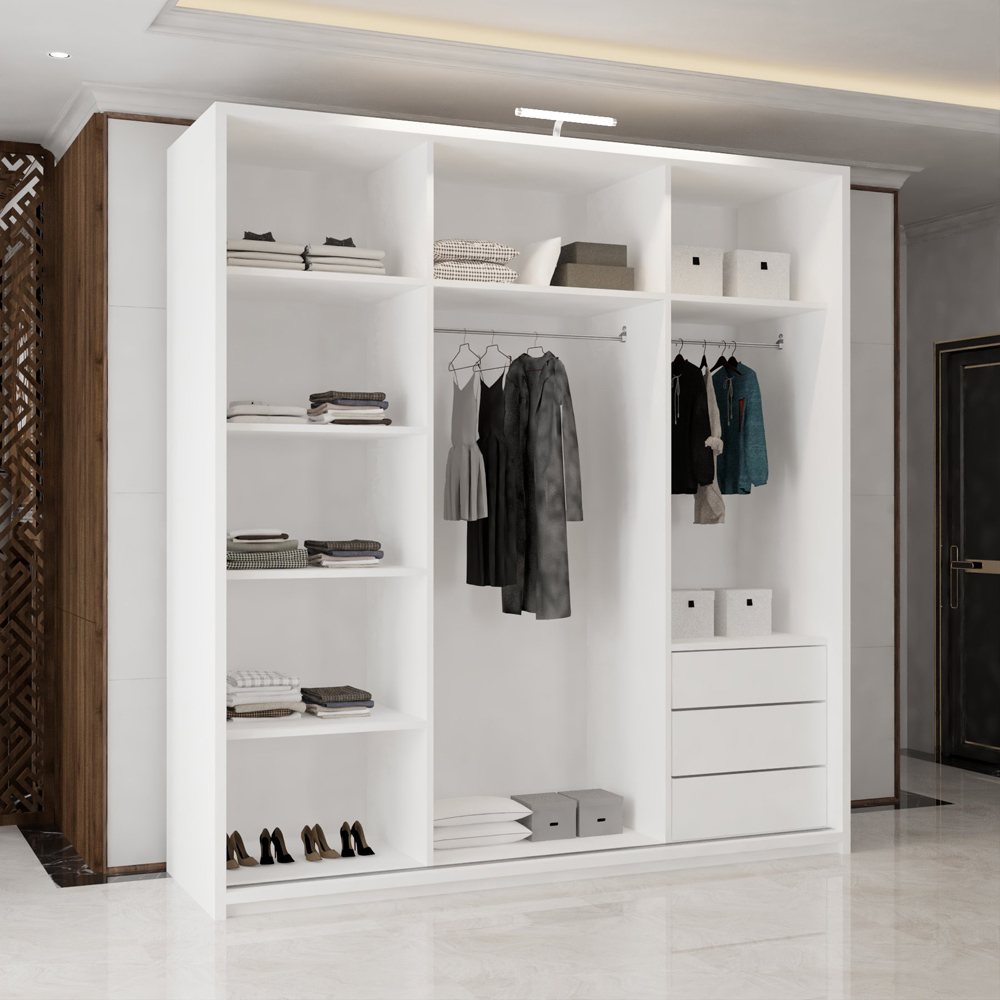 M N Furniture Modern 2 Door White Mirrored Sliding Wardrobe 150cm Image 4