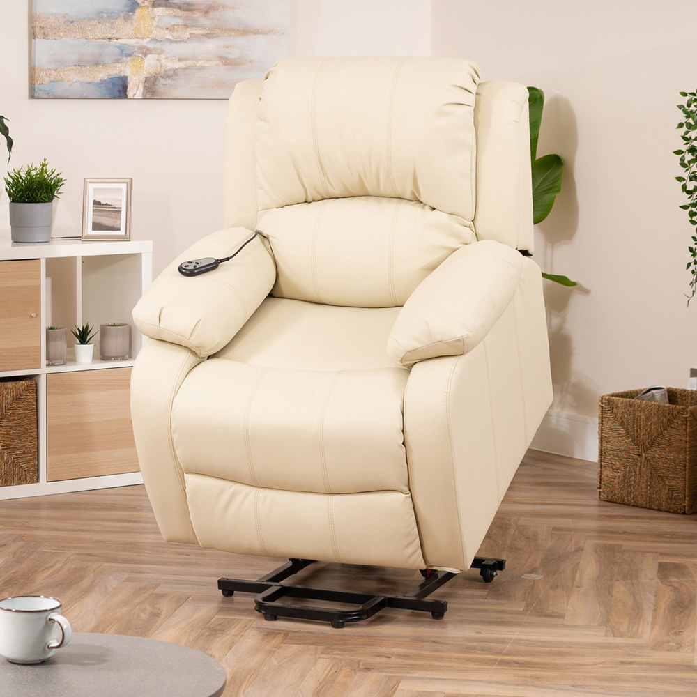 Artemis Home Northfield Cream Dual Motor Massage and Heat Riser Recliner Chair Image 3