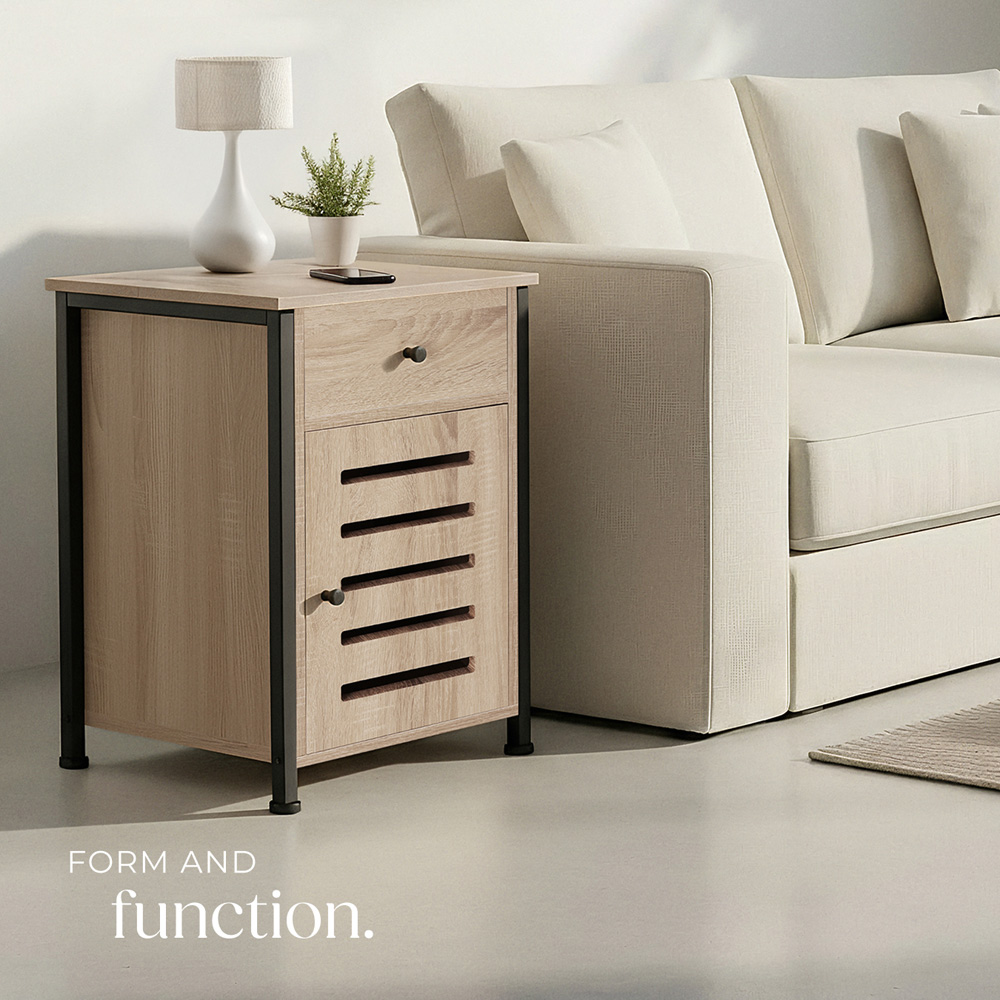 Tectake Waterford Single Door Single Shelf Sonoma Oak Bedside Table Image 8