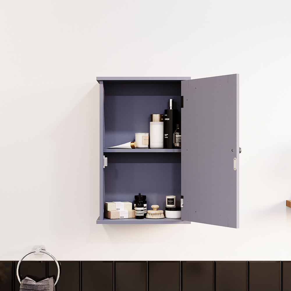 Bath Vida Priano Single Mirrored Door Grey Bathroom Cabinet Image 4