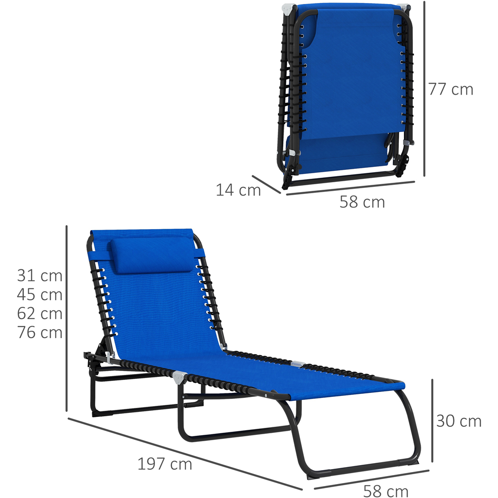 Outsunny Set of 2 Blue Foldable Cot Sun Lounger Image 7