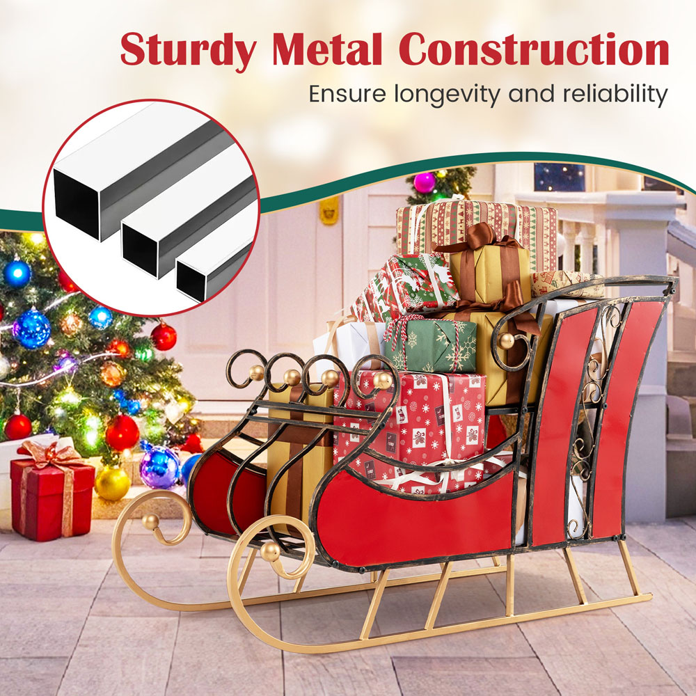 Costway 2 Shelf Santa Sleigh Storage Christmas Decoration Image 8