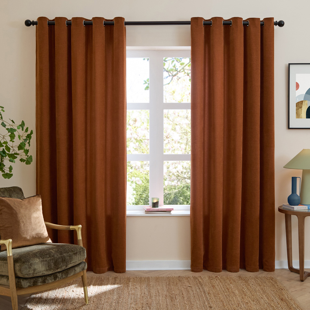 Furn Rust Soft Chenille Blackout Eyelet Curtains 229 x 229cm Image 5