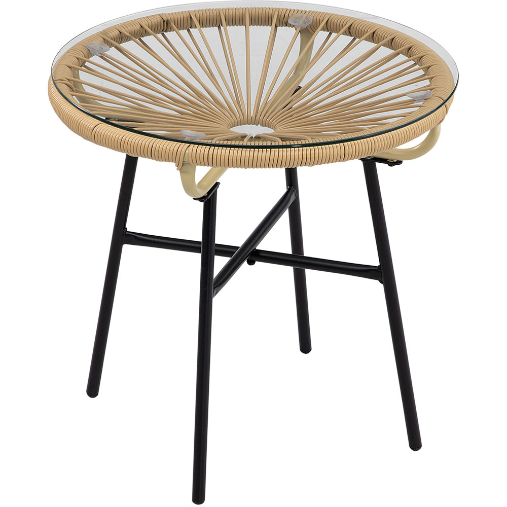 Outsunny Black Rattan Side Round Table Image 2