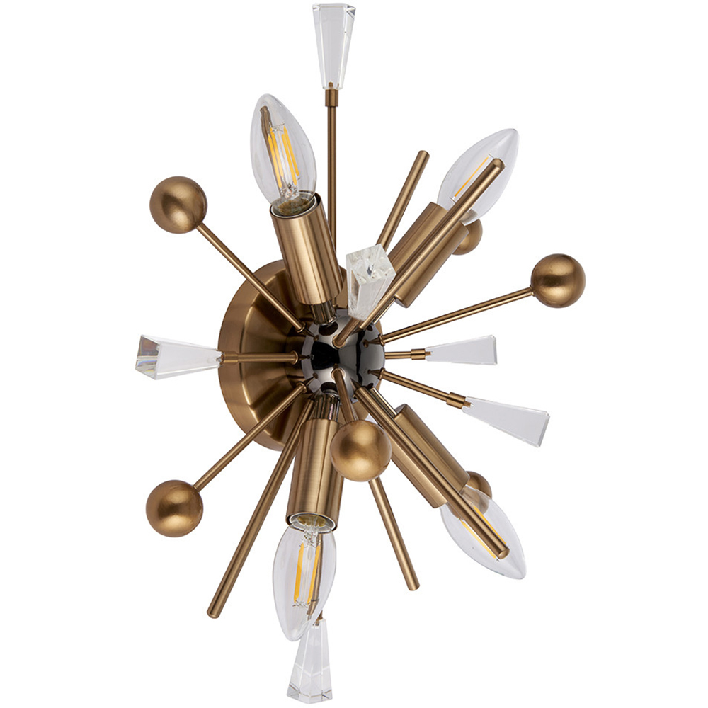 Merano Taormina Clear Glass Aged Brass and Black 4 Light Wall Lamp Image 1