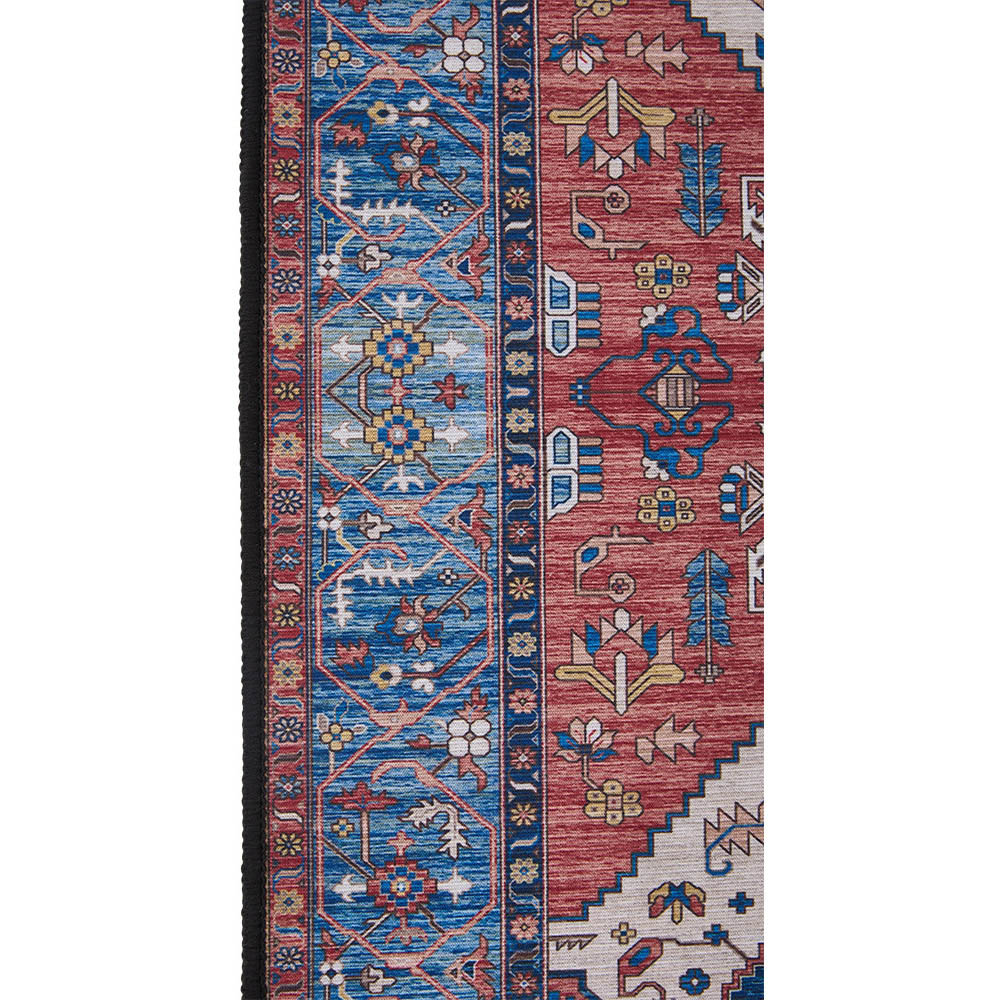 Living and Home Bohemian Red Symmetrical Geometric Non-Slip Runner Rug 120 x 50cm Image 5