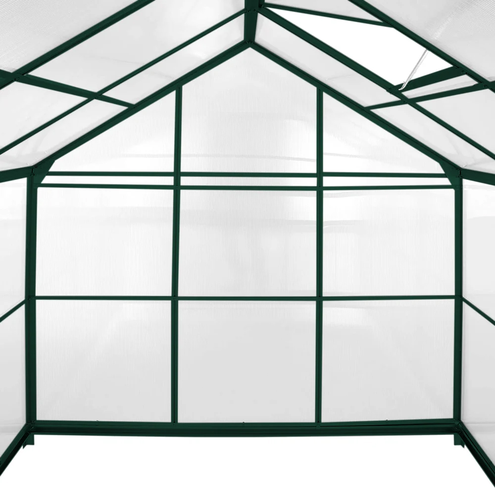 MonsterShop Green 6 x 8ft Polycarbonate Greenhouse with Base Image 4