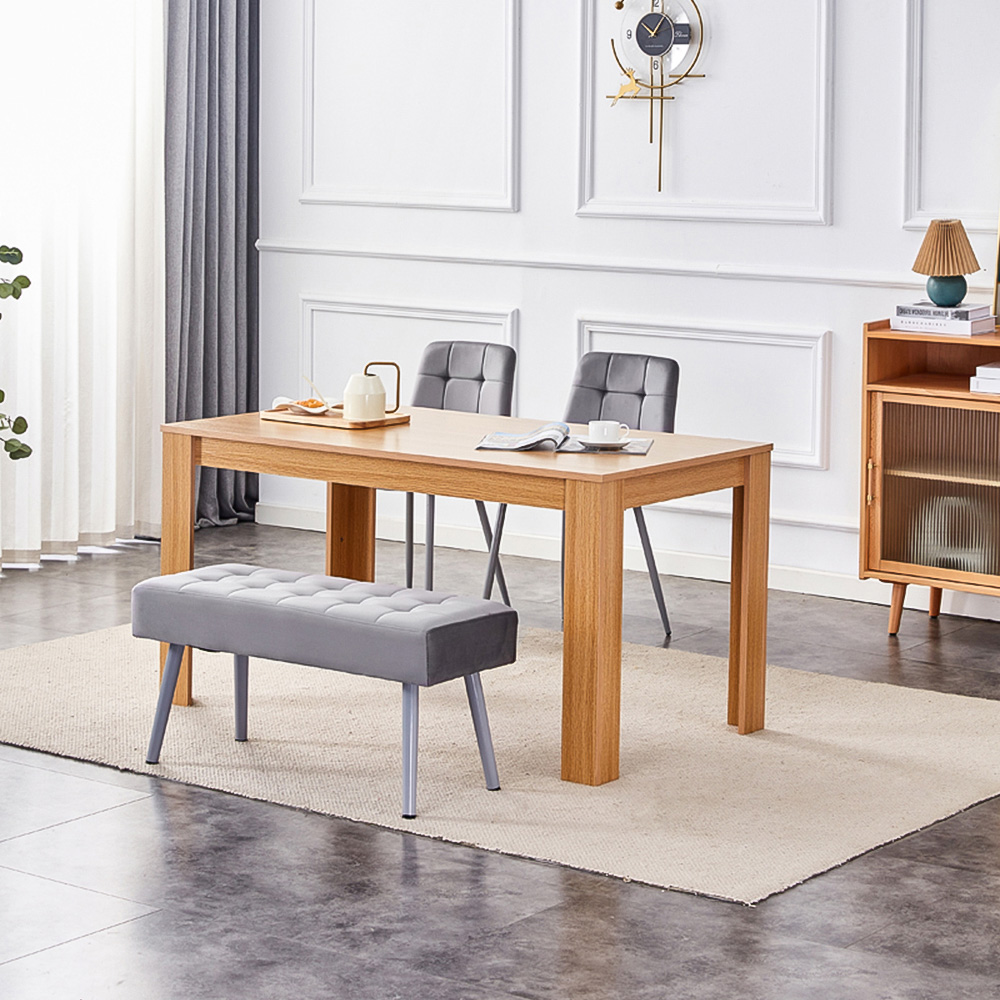 Kosy Koala 4 Seater Dining Set with Bench Oak Effect and Grey Velvet Image 3