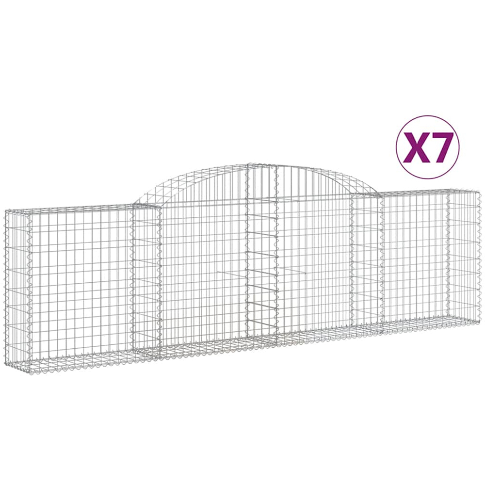 vidaXL Silver Galvanised Iron Arched Gabion Basket 300 x 30 x 80/100cm 7 Pack Image 4