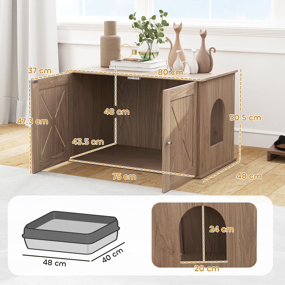PawHut Walnut Brown Cat Litter Box Enclosure Image 9