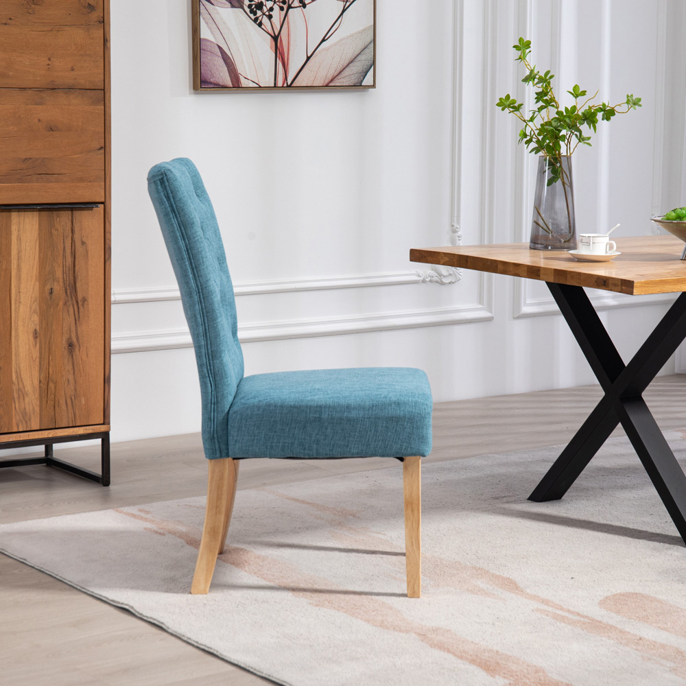 Artemis Home Carrara Set of 2 Teal Pienza Fabric Dining Chairs Image 4