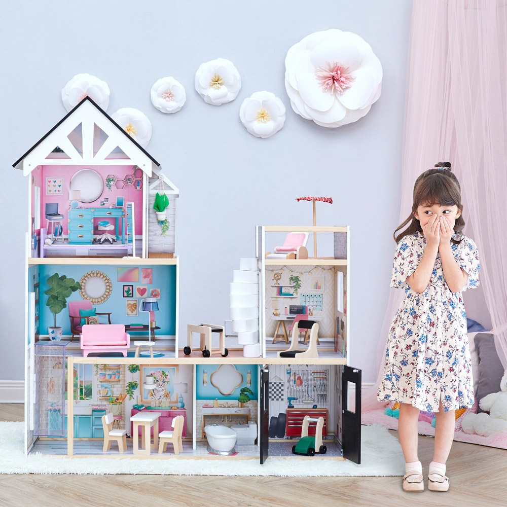 Teamson Kids Multicolour Dreamland Large Mansion 18 Pieces 3 Storey Doll House Play Set Image 2