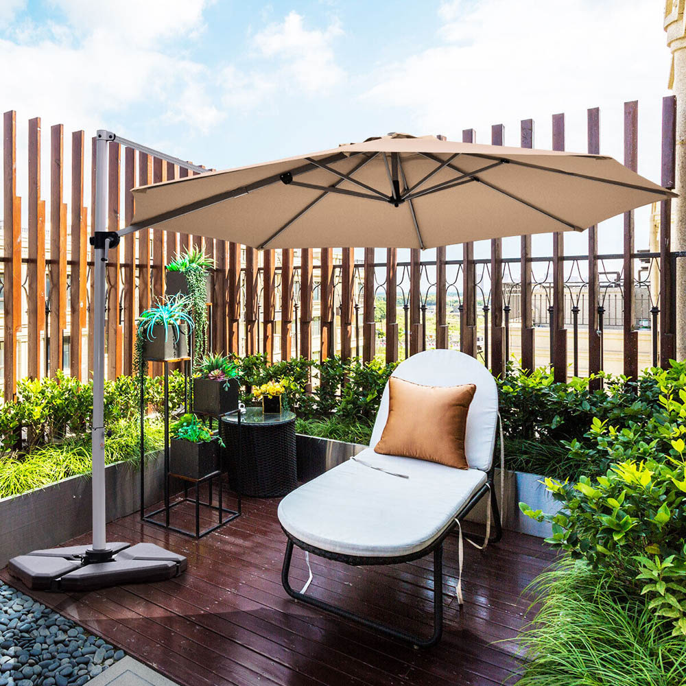Costway Beige Crank and Tilt Cantilever Parasol 3.3m Image 5
