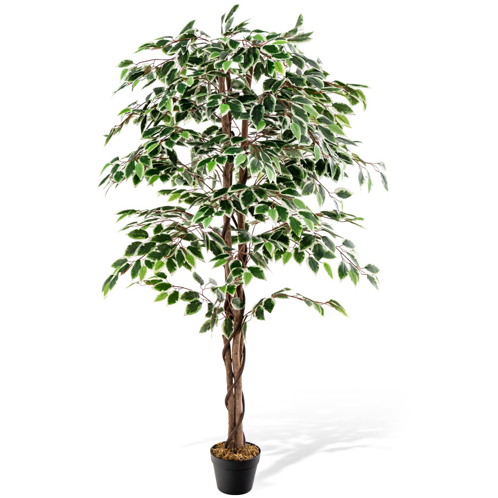 Costway Ficus Tree Indoor Artificial Plant In Pot 5.2ft Image 1