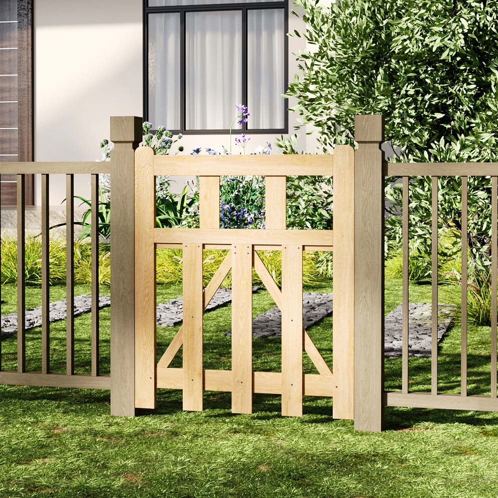Outdoor Triangular Support Wooden Nature Garden Fence Door, 90 x 76 x 2.5cm Image 2