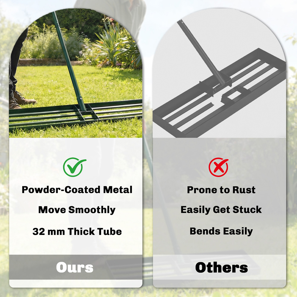 Outsunny 113 x 26cm Lawn Levelling Rake with Detachable Handle Image 6