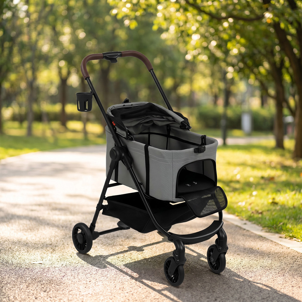 PawHut 3-in-1 Grey Small Foldable Dog Stroller Image 8